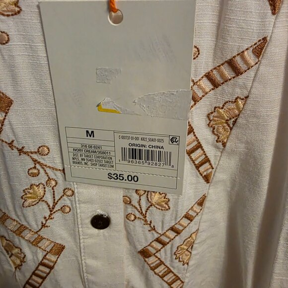 WOMENS BISHOP 3/4 SLEEVE EMBROIDERED BLOUSE- KNOX ROSE CREAM XL - Picture 2 of 6